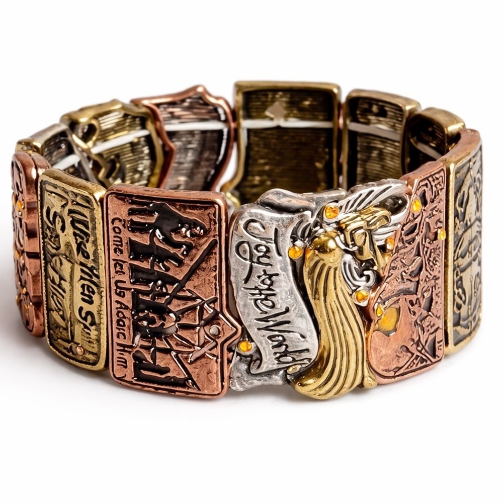Divinity Boutique Nativity Story Mixed Metal Stretch Bracelet Joy To The World